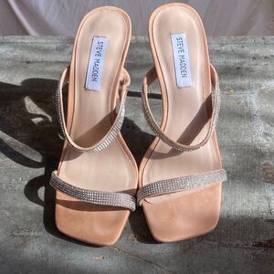 Steve Madden Nude Strappy Heels with Rhinestones